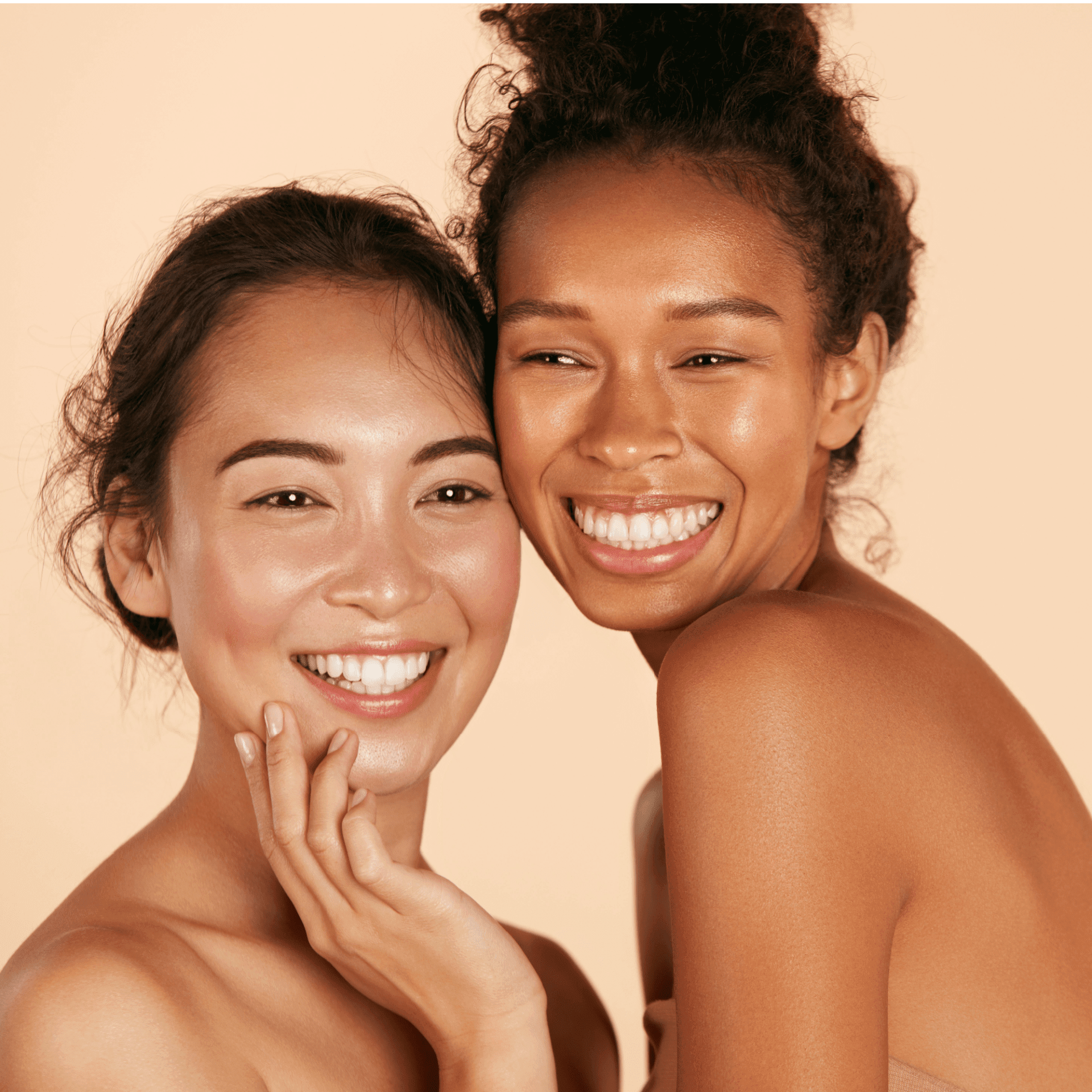 Two models showing the results of Hydrafacial’s Keravive